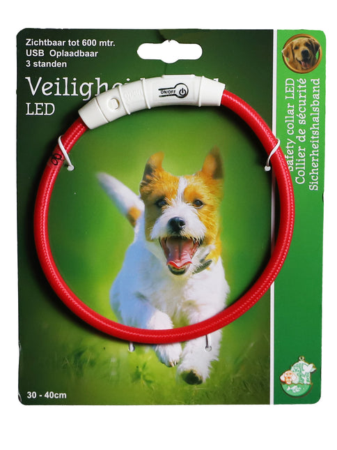 AnimalstoreXL Boon veiligheidshalsband LED nylon verstelbaar 30-40cm
