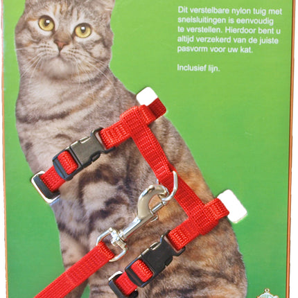 AnimalstoreXL Boon Kattentuig Nylon met Lijn Rood