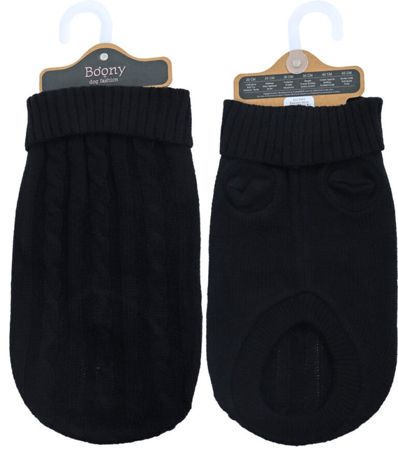 AnimalstoreXL Boony Hondenkabeltrui Zwart 30cm