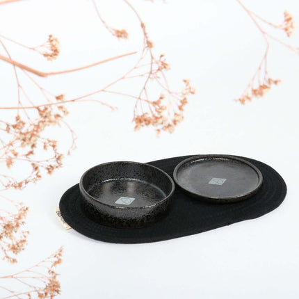 AnimalstoreXL D&D Home Jasper Kat Eet- en Drinkkom 200ml 13,5x13,5x3,5cm Black Dots