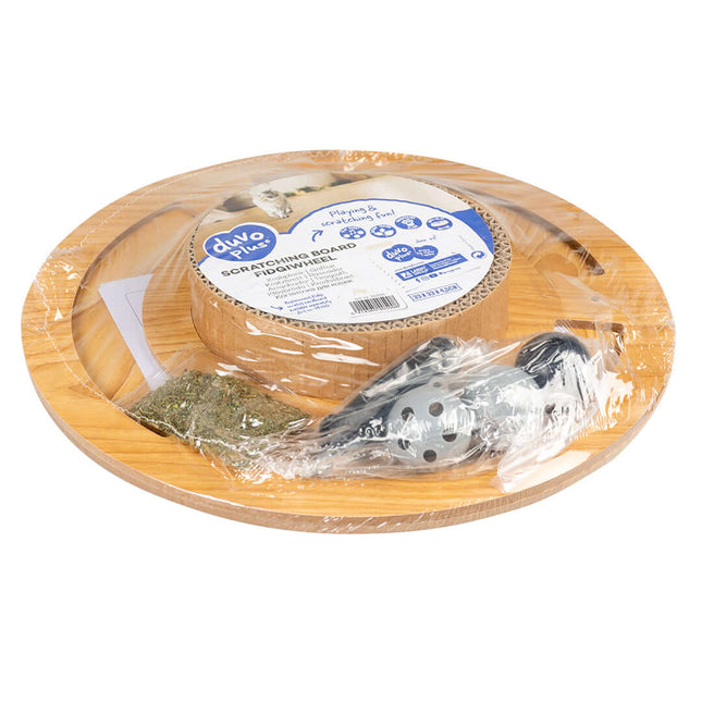 AnimalstoreXL Duvoplus Krabplank Fidgiwheel 33x33x4,5cm Bruin