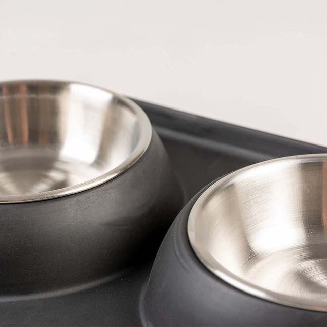 AnimalstoreXL Duvoplus Dinner Set Anti-Mors Rubber 2x220ml Ø11,3cm Zwart