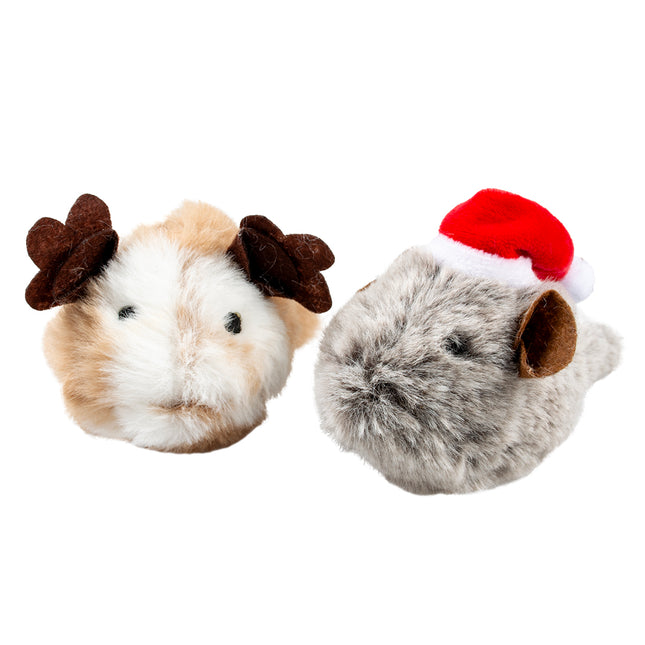 AnimalstoreXL Duvoplus kat Xmas fluffy muizen 2st (15x9x5,5cm)