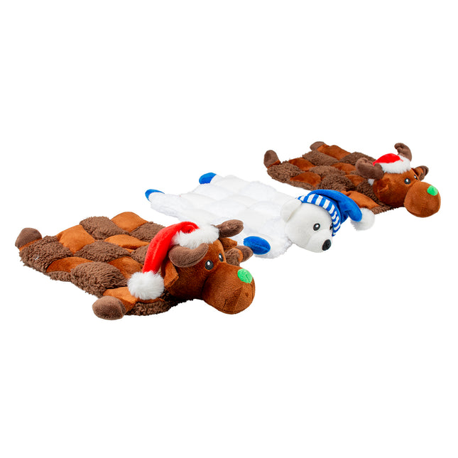 AnimalstoreXL Duvoplus pluche platte knuffel squeaky 3 stuks