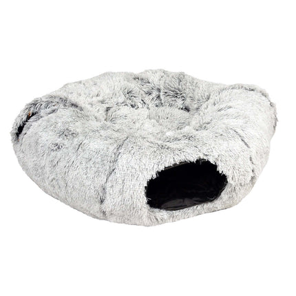 AnimalstoreXL Duvoplus - Snug Kattentunnel en Donutbed - 80x80x25cm Lichtgrijs