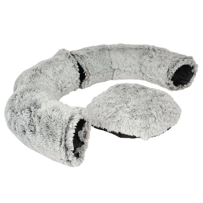 AnimalstoreXL Duvoplus - Snug Kattentunnel en Donutbed - 80x80x25cm Lichtgrijs