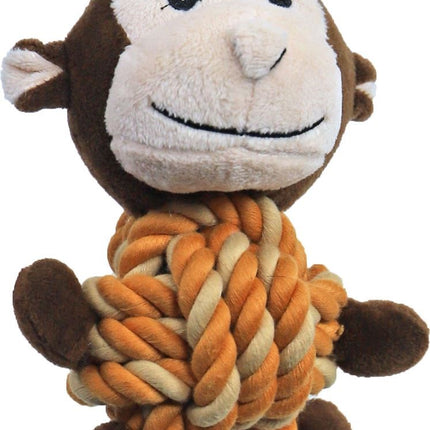 AnimalstoreXL Boon Aap Pluche met Touwbal Buik en Piep 15cm