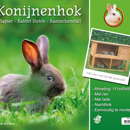 AnimalstoreXL Boon Kon.Hok Bouwp. met Lade met Ren Bruin 111cm