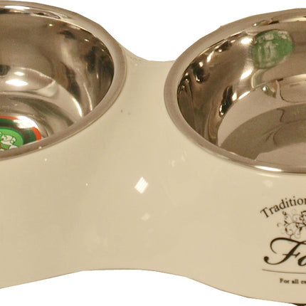 Boon Dubbele Eetbak Hond Water & Food 27cm Zwart  - Beige