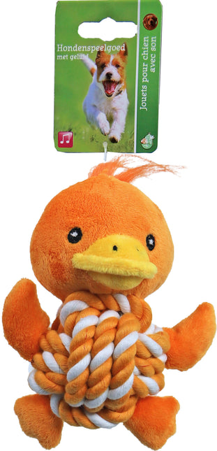 AnimalstoreXL Boon Eend Pl. met Touwbal Buik en Piep 15cm