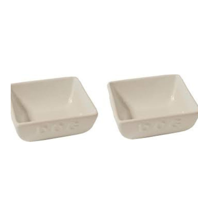 Boon Eetbak Steen Hond Vierkant Dog Wit 22cm