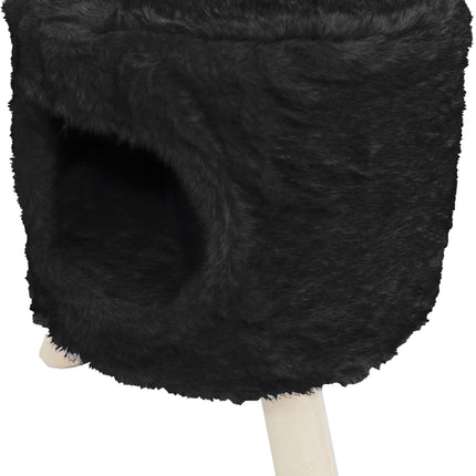 AnimalstoreXL Boon Poef Rond met Gat Pluche Zwart 42x50cm