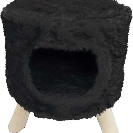 AnimalstoreXL Boon Poef Rond met Gat Pluche Zwart 42x50cm