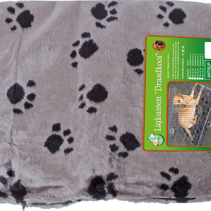 AnimalstoreXL Boon Draadkooikussen Anti Slip Grijs/Pootjes 48X31