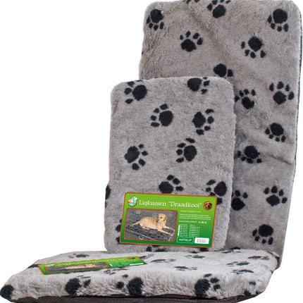 AnimalstoreXL Boon Draadkooikussen Anti Slip Grijs/Pootjes 48X31
