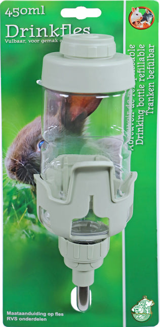 AnimalstoreXL Boony Drinkfles Vulbaar met Houder met RVS Tuit 450ml