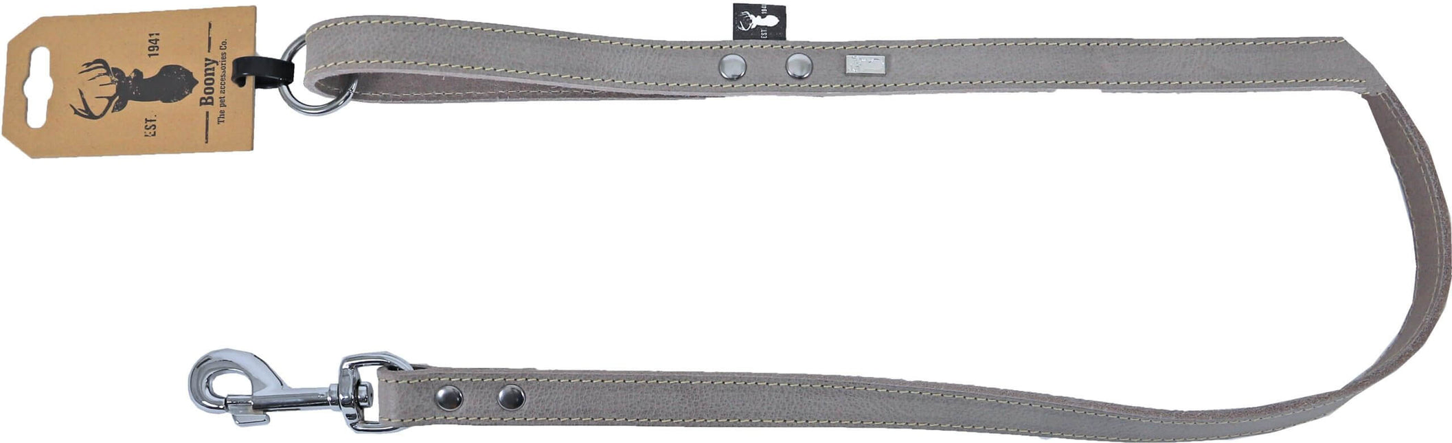 AnimalstoreXL Boony Est1941 Lijn Leder Grey 16mm 100cm