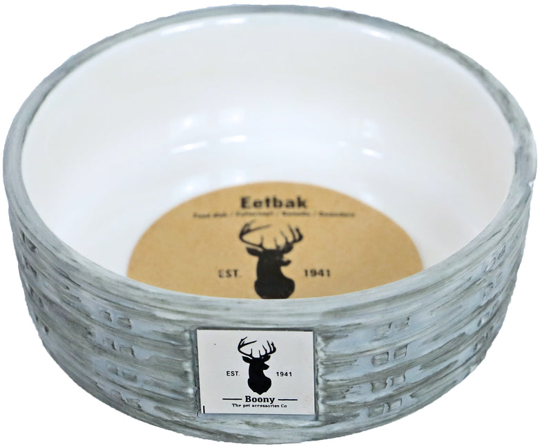 AnimalstoreXL Boony Est 1941 Eetbak Steen Wicker Grey 12cm