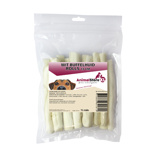 AnimalstoreXL Buffelhuid rolls wit 15 stuks