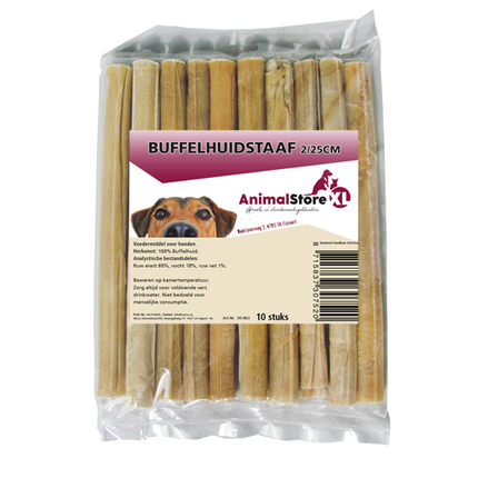 AnimalstoreXL Buffelhuid staaf 25cm 10 stuks