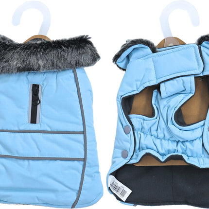 AnimalstoreXL Hondenjas Parka Bontkraag lichtblauw 20cm