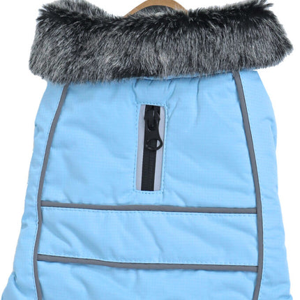 AnimalstoreXL Hondenjas Parka Bontkraag lichtblauw 20cm