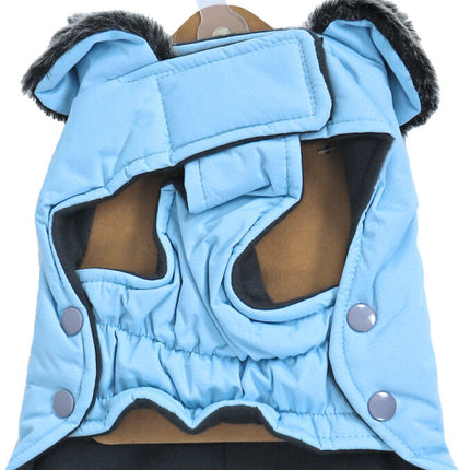 AnimalstoreXL Hondenjas Parka Bontkraag lichtblauw 20cm