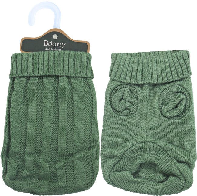 AnimalstoreXL Hondenkabeltrui Olijfgroen 20cm