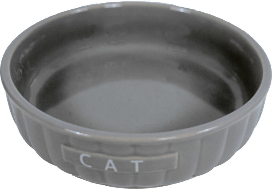 AnimalstoreXL Drinkschotel Steen Kat Ribbel Taupe 14cm