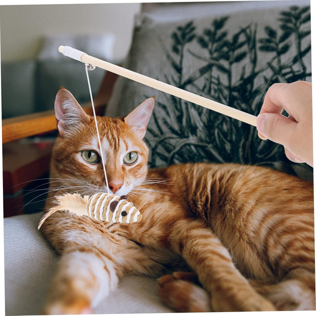 Fishing Rod with Raffia Mouse and Bell