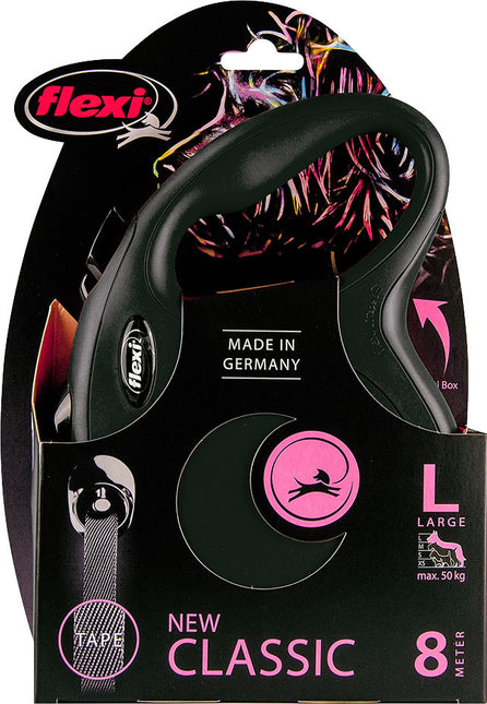 AnimalstoreXL Flexi - Rollijn Classic Koord Tape L Zwart 8m - Hondenriem