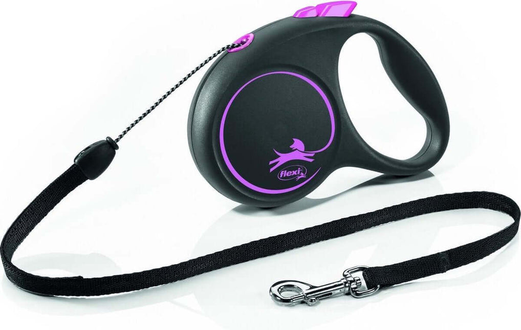 AnimalstoreXL Flexi Rollijn Black Design Cord S Roze 5 meter