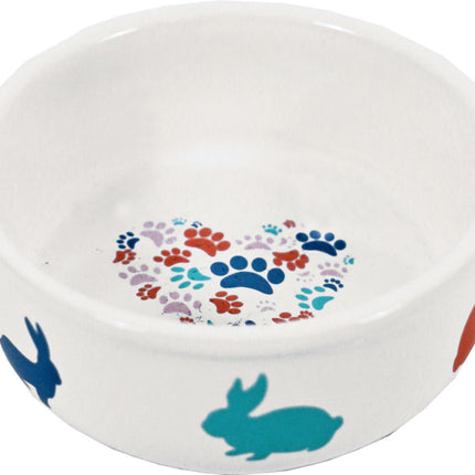 AnimalstoreXL Eetbak Steen Konijn Wit/Print 11cm