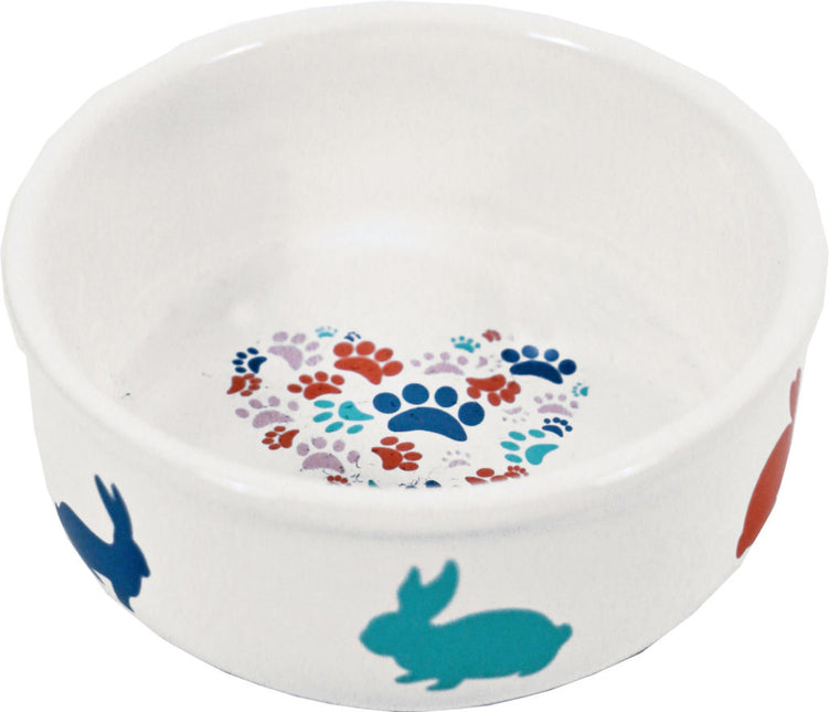 AnimalstoreXL Eetbak Steen Konijn Wit/Print 11cm