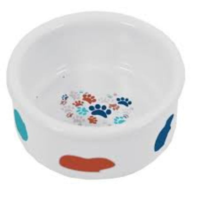 Food Bowl Stone Rabbit White/Print11cm