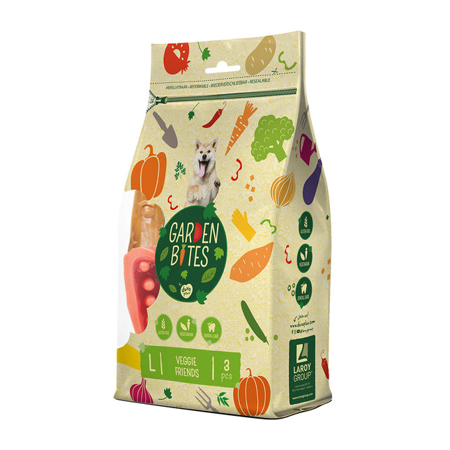 Garden Bites Veggie Friends Small Zakje 6cm 18st - Large Zakje 11cm 3st