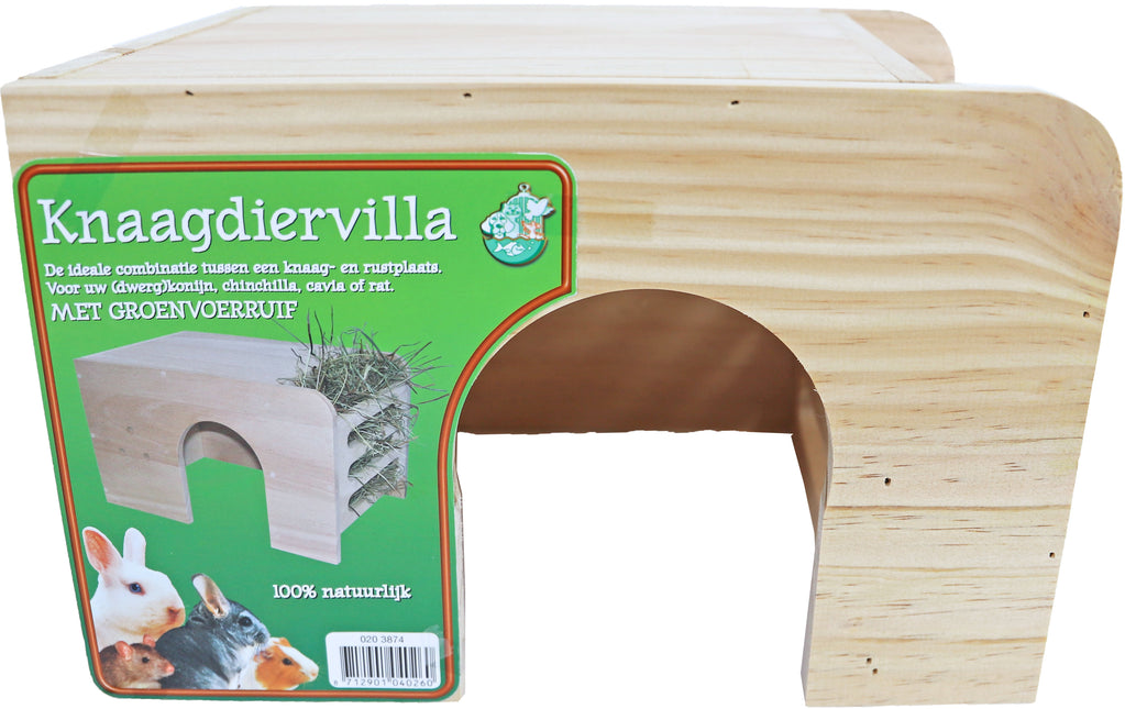 AnimalstoreXL Knaagdiervilla Hout met Groenvoerruif L