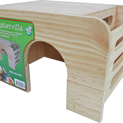 AnimalstoreXL Knaagdiervilla Hout met Groenvoerruif L