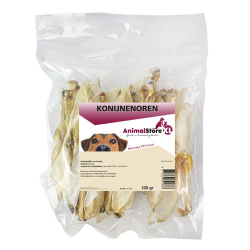 Konijnenoren met haar & Konijnenoren 300g