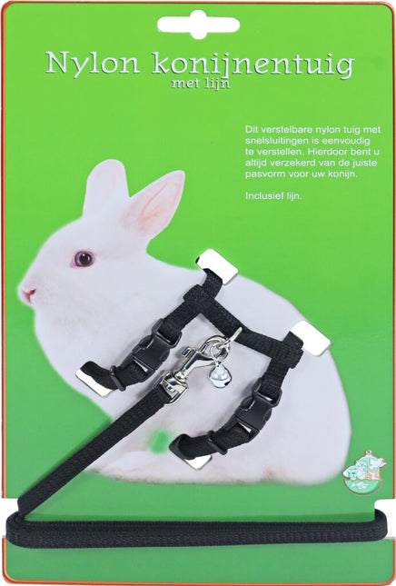 AnimalstoreXL Konijnentuig met lijn Zwart