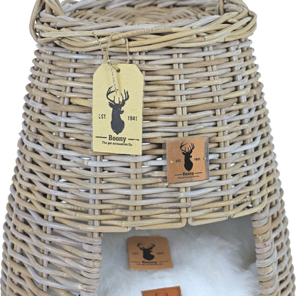 AnimalstoreXL Mand Rotan Rond met Hengsel 67cm