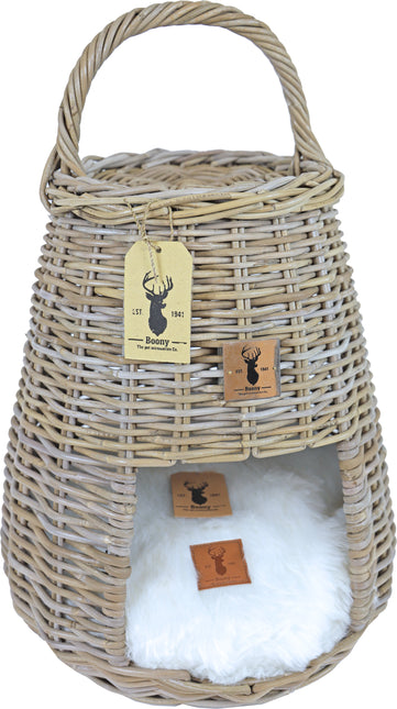 AnimalstoreXL Mand Rotan Rond met Hengsel 67cm