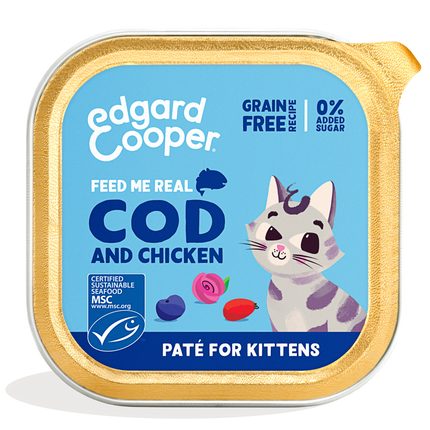 AnimalstoreXL Edgard & Cooper Kitten Paté Kabeljauw & Scharrelkip Graanvrij