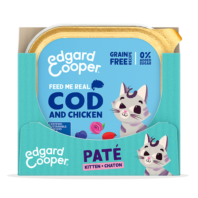 AnimalstoreXL Edgard & Cooper Kitten Paté Kabeljauw & Scharrelkip Graanvrij