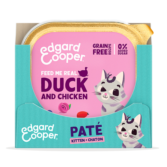 AnimalstoreXL Edgard & Cooper Kitten Paté Scharreleend & Kip Graanvrij