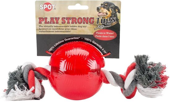AnimalstoreXL Play Strong Bal Rubber met Floss Rood 8.5cm