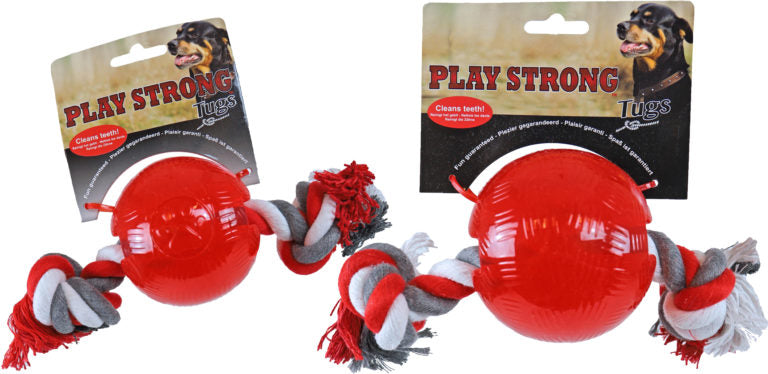 AnimalstoreXL Play Strong Bal Rubber met Floss Rood 8.5cm