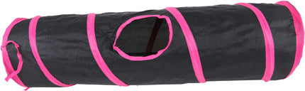 AnimalstoreXL Speeltunnel Nylon Zwart/Roze 85x25cm