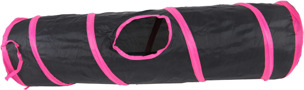 AnimalstoreXL Speeltunnel Nylon Zwart/Roze 85x25cm