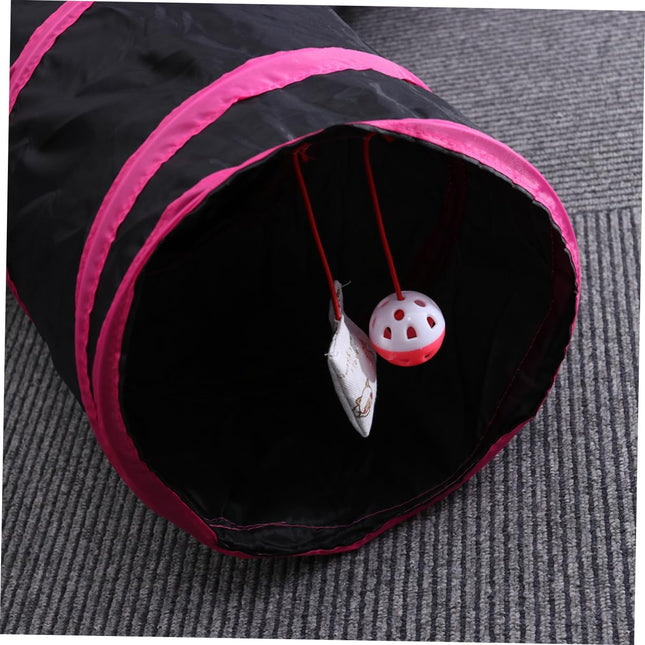 Speeltunnel Nylon 2-3 Way Zwart/ Roze 85x25cm